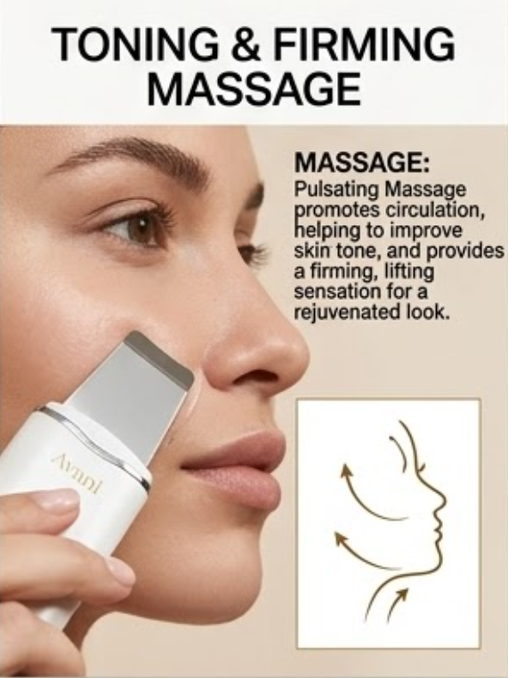 Close-up lifestyle photo of Avani Skin Scrubber in use on face