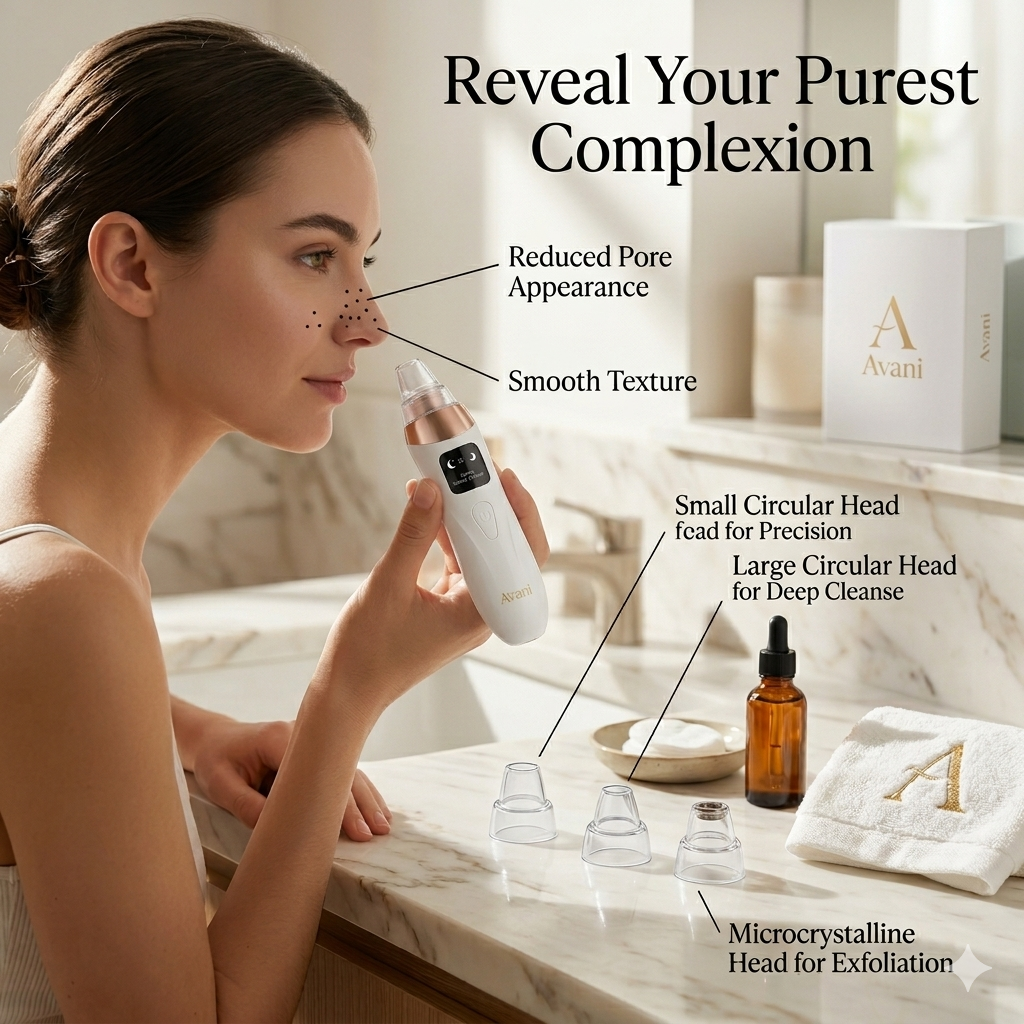 Lifestyle photo of woman using Avani Puré Pore Vacuum