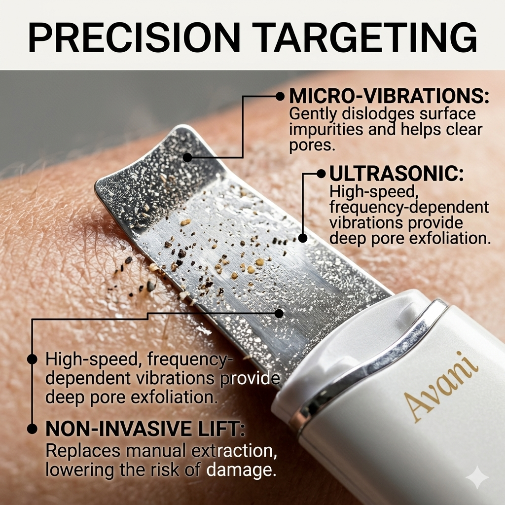 Close-up of Avani Ultrasonic Skin Scrubber spatula head